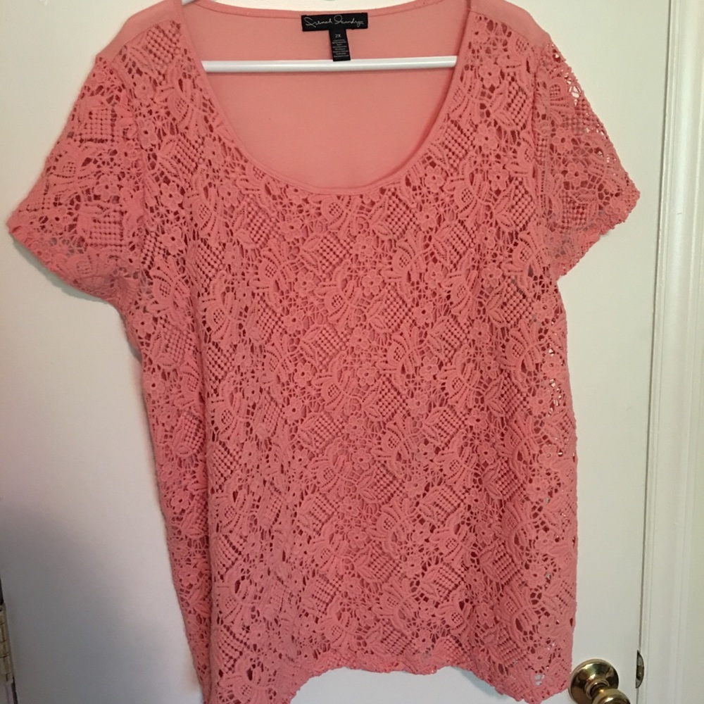 Coral French laundry blouse